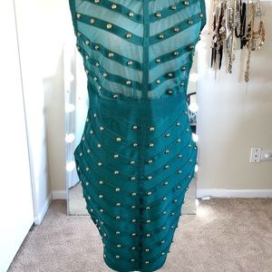 Green studded short dress 😻